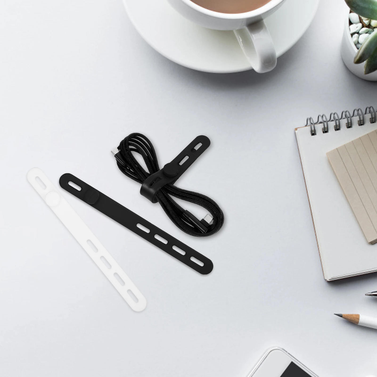 

20pcs Cable Ties Reusable Silicone Wire Organizer Cord Straps Zip Fastening Clips Black White Home Office Travel