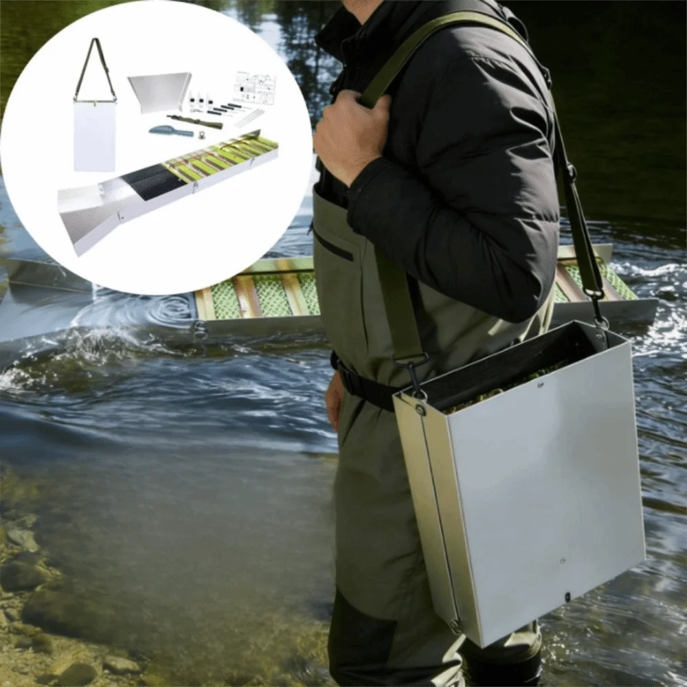 Lightweight Gold Panning Kit Aluminum Alloy NonPowered Folding Sluice Box Folding Design Portable Mining Equipment