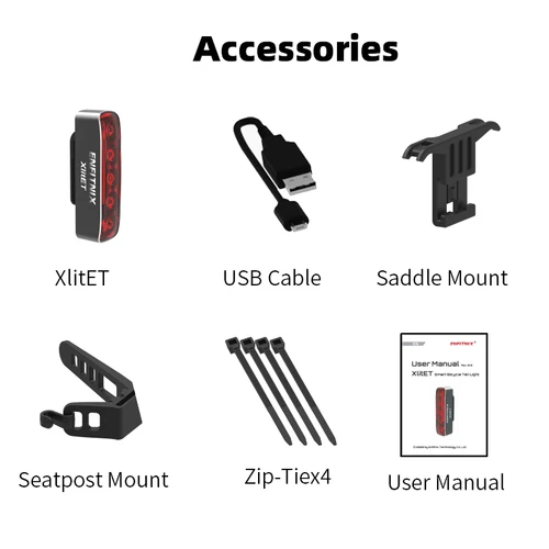 Imagen 2 del producto Enfitnix XlitET luz trasera de bicicleta inteligente detección de freno arranque automático parada luz trasera de advertencia carga USB IPX5 luces impermeables