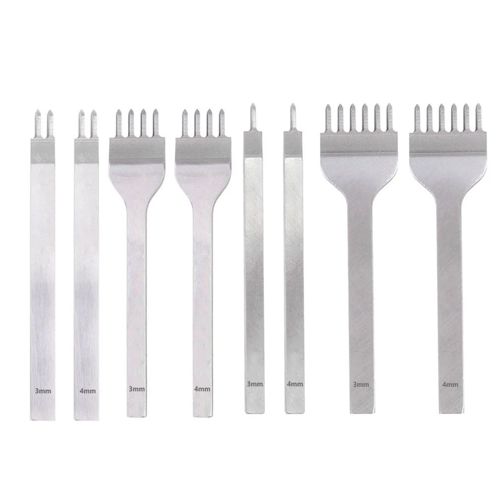 8Pcs Hole Punch Tool Kit Premium DIY Craft Set Sliver Two Style High Strength Steel Smooth Handle DIY Prong