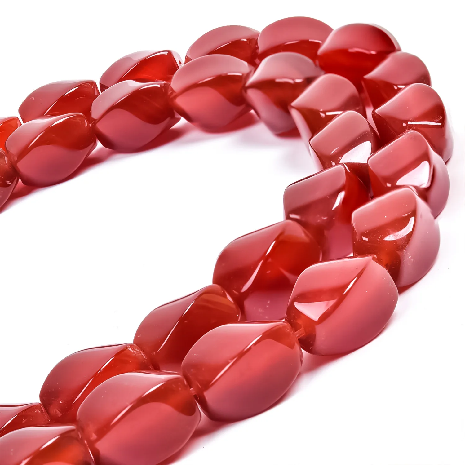 

Twist Red Agate Natural Gemstone Stone Polished Jewelry Beads for Bracelets Necklace Fashion DIY Making