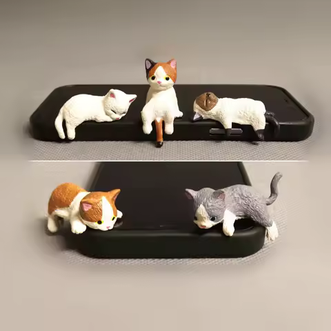 Funny Sleeping Kitten Car Center Console Resin Figurines Navigator Screen Rearview Computer Top Ornaments Decoration Miniatures