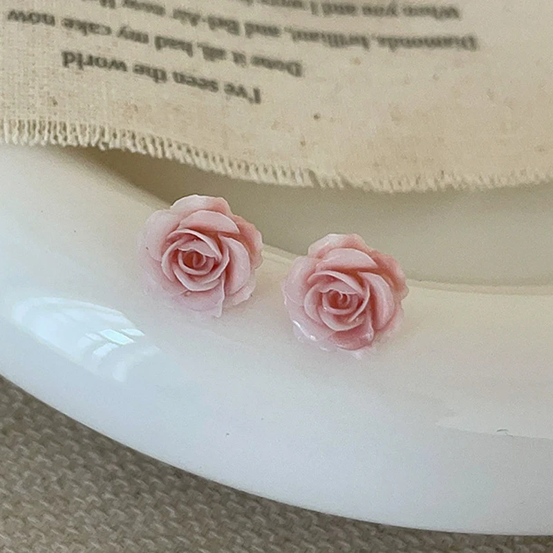 Pink Small Flower Stud Earrings for Women Girls Sweet Cute Jewelry Super Mini Daily Wear Trendy Earrings Wholesale Accessories