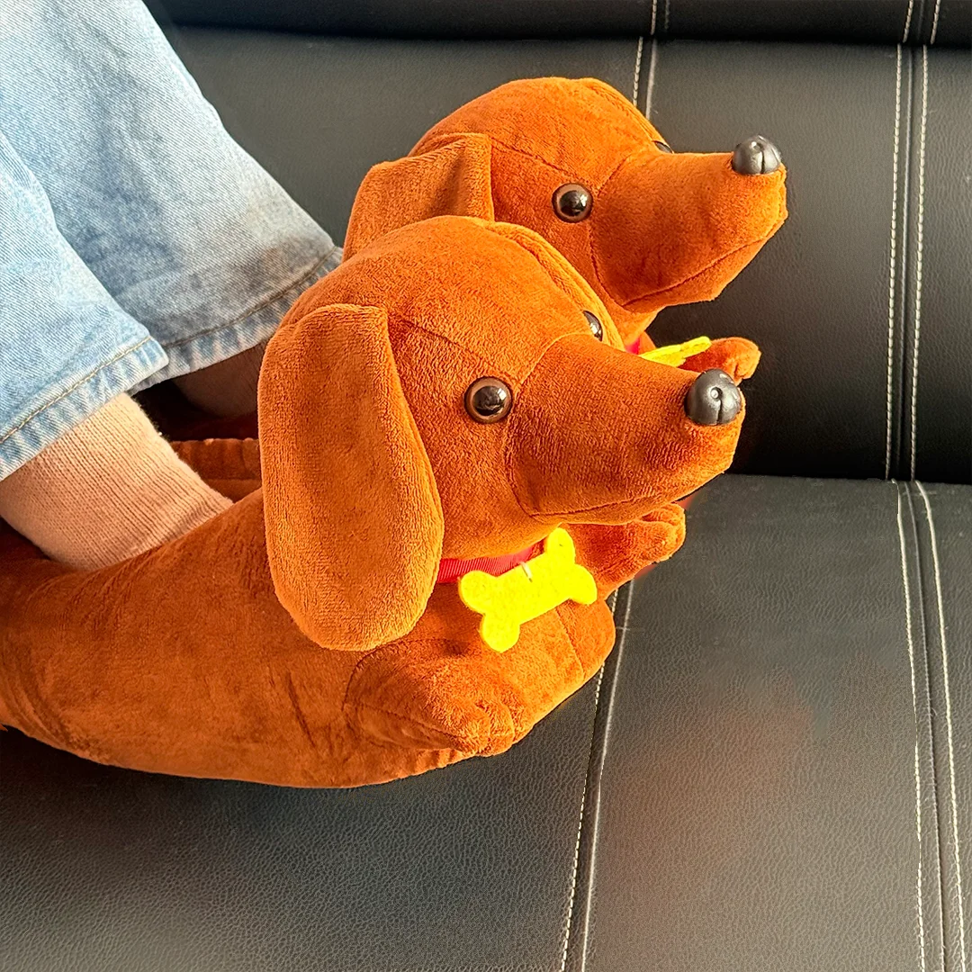 2025 جديد عيد الميلاد الألماني نعال قماش Kawaii الكرتون الكلب البني محشوة الأحذية داخلي الحيوانات حذاء هدايا عيد الميلاد عيد الميلاد