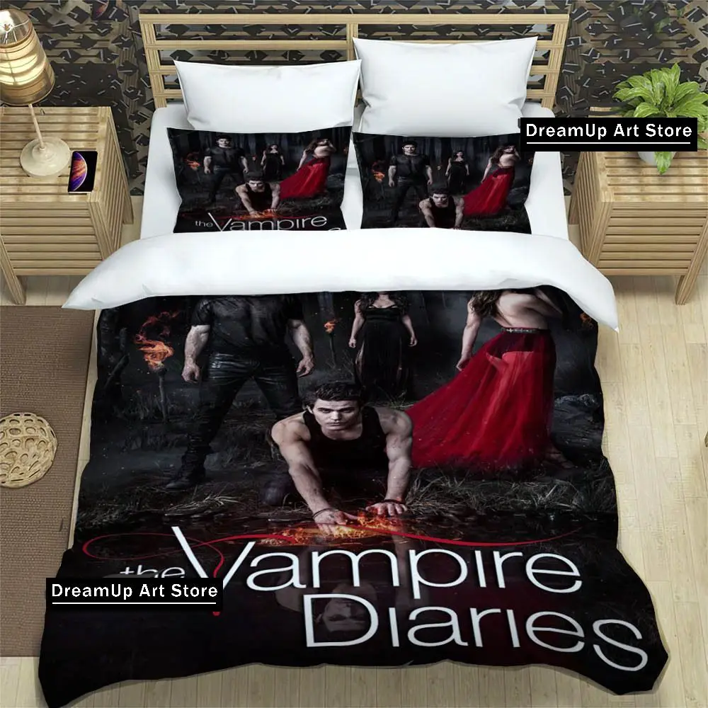 3D Print Vampire Diaries Damon salvator Bedding Set Boys Girls Twin Queen Full Size Duvet Cover Pillowcase Bed Adult Bedroom