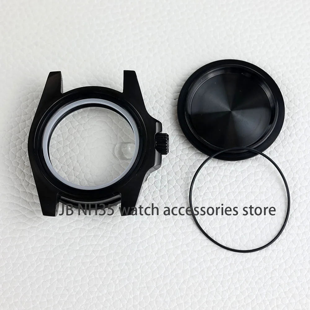 40mm Black Yacht Design Style Case with Sapphire Crystal Waterproof for NH35 Nh36 Nh34 Automatic Movement 28.5mm Dial Watch Case