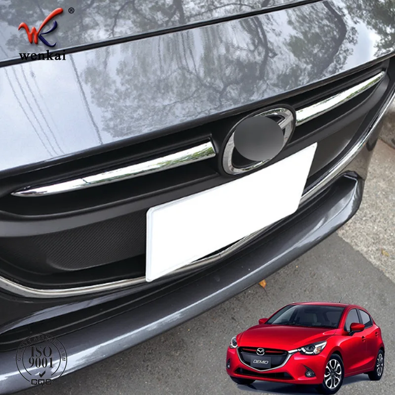 ABS chrome Front grille decoration cover trim stickers case for Mazda 2 Demio 2015 2016 2017 DJ DL Mazda2 Hatchback accessories