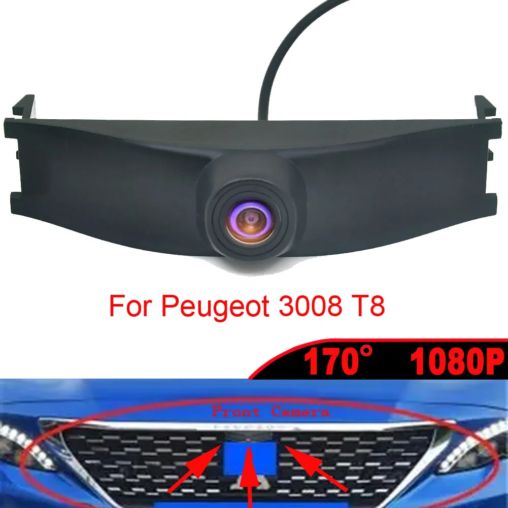 170° AHD CVBS CCD 1080P Vehicle Fisheye Night Vision Car LOGO Parking Front View Camera for Peugeot 3008 T8 Facelift 2013-2016