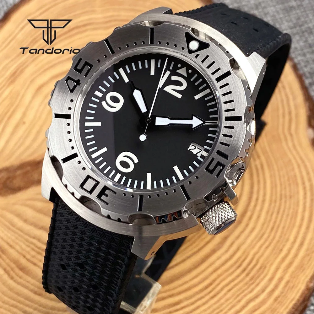 

Tandorio NH35 Date Monster Case 20BAR Diver Men's Automatic Watch Sapphire Crystal 3.8 Crown Luminous 42mm Mechanical Wristwatch