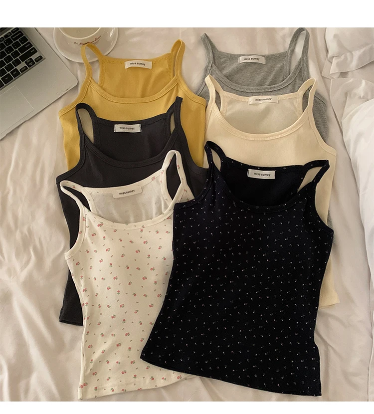 6colors Korean style camisole women U Neck bra tank tops female summer 2024 Slim Basic sleeveless crop tops womens (X3446