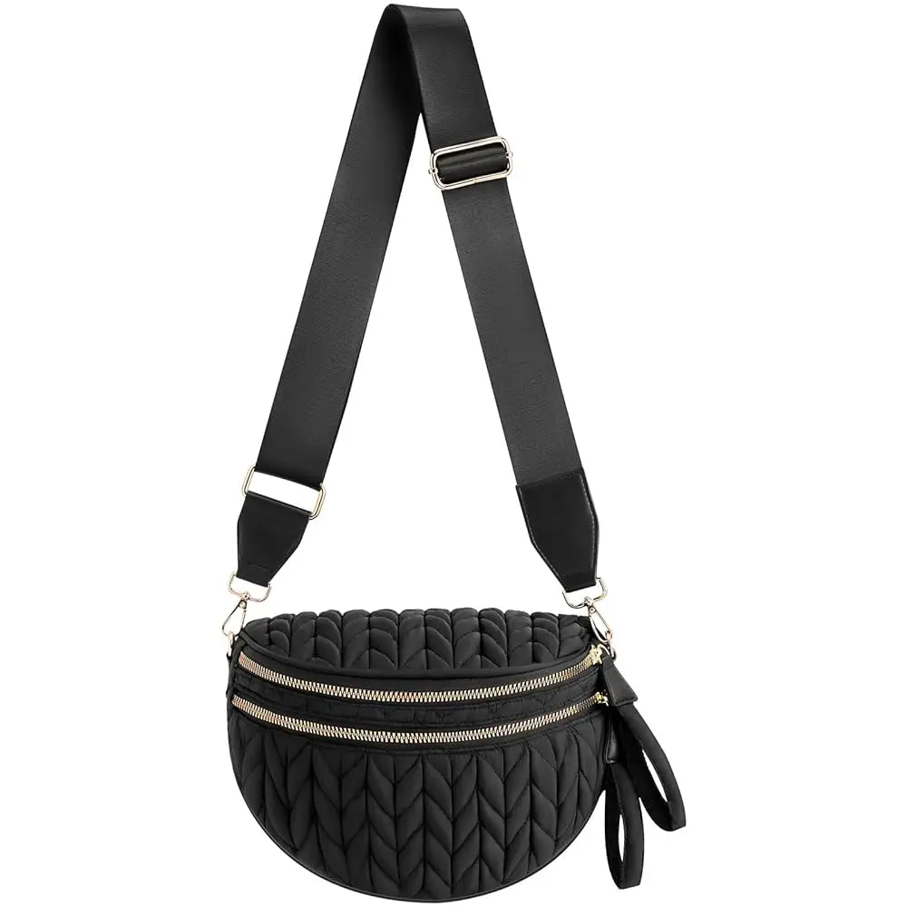 

Puffer Crossbody Bum Bags for Women, Quilted Trendy Purse, Spacious Expand Fanny Pack for Daily Travel Diaper Mom