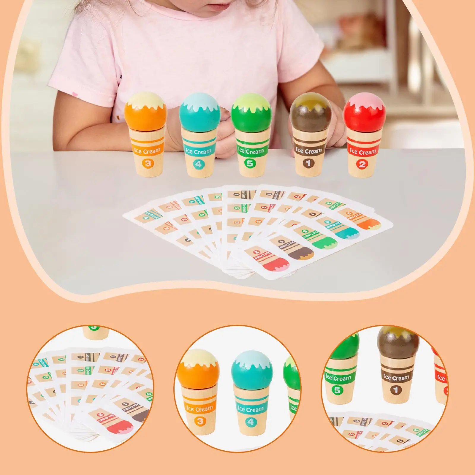 Jogo de correspondência de classificação de cores Brinquedo de aprendizagem de sorvete de Natal de Páscoa para crianças