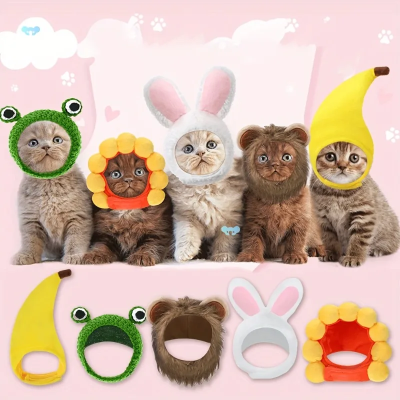 

5 шт., комплект костюмов для милых кошек и собак, шапка с кроличьими ушками, забавная повязка на голову в виде льва, я просто ребенок, маленькие собаки, аксессуары для одежды чихуахуа