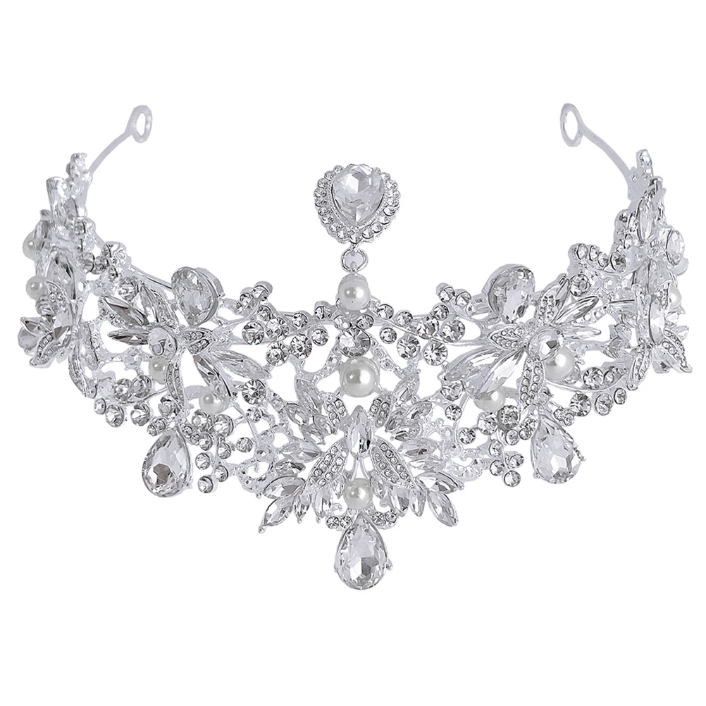 

Rhinestone for Wedding Bridal Alloy Silver Adjustable Princess Headpiece Vintage Elegant Lightweight Decorative