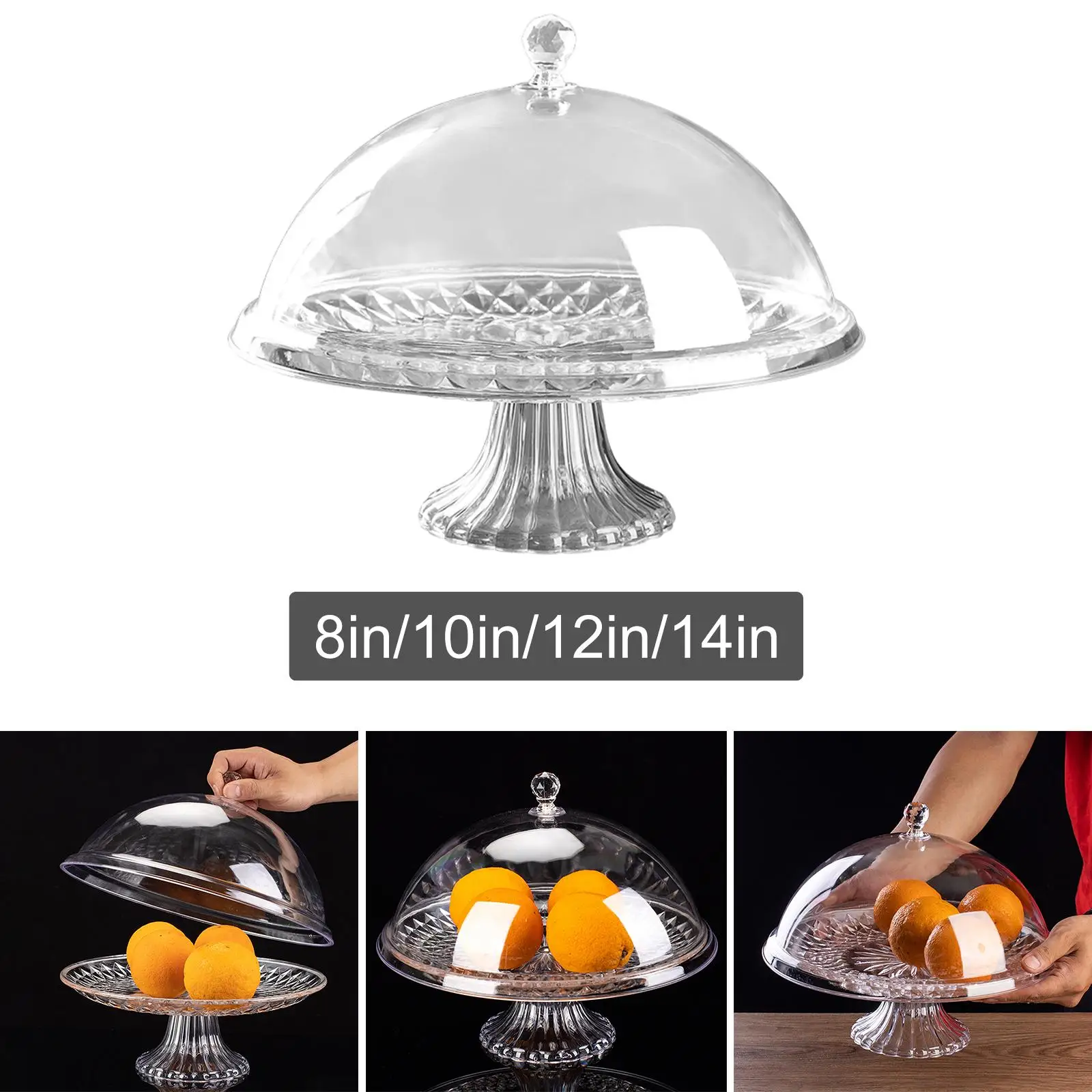 Cake Plate with Lid Transparent Convenient Multifunctional for Dining Rooms