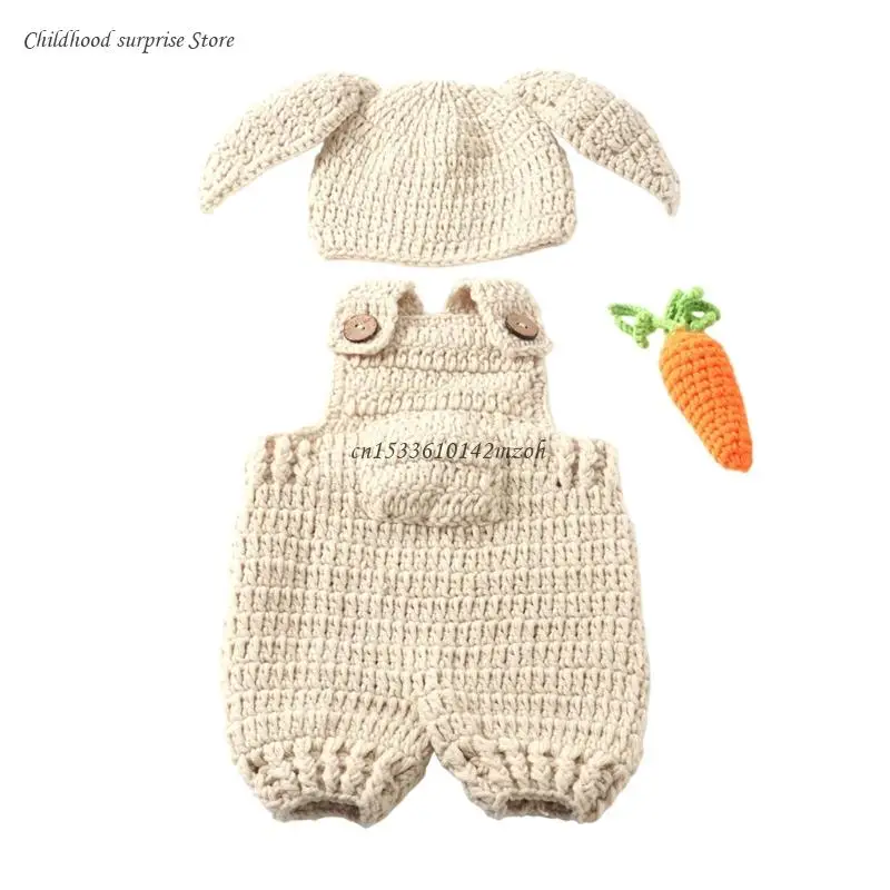 Newborn Photography Props Set Baby Romper with Lovely Hat & Radish Toy set Gift Dropship