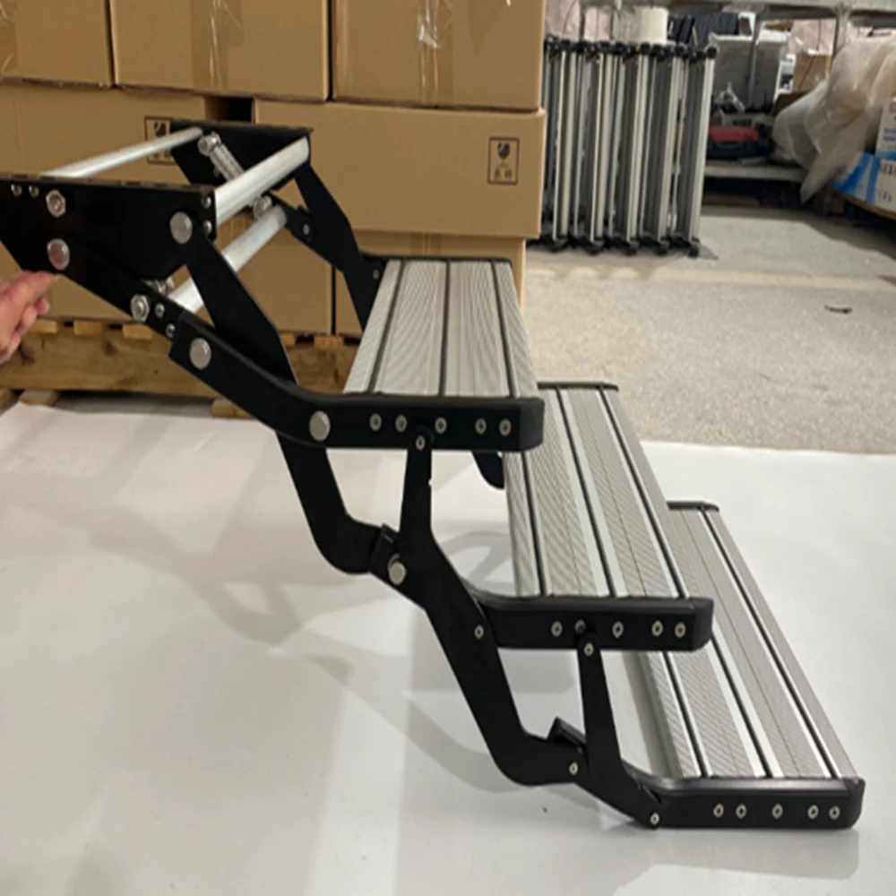 

3 Steps Aluminum RV Step 550mm Universal Fit For Camper Trailer Non-Slip Durable Entry Stairs