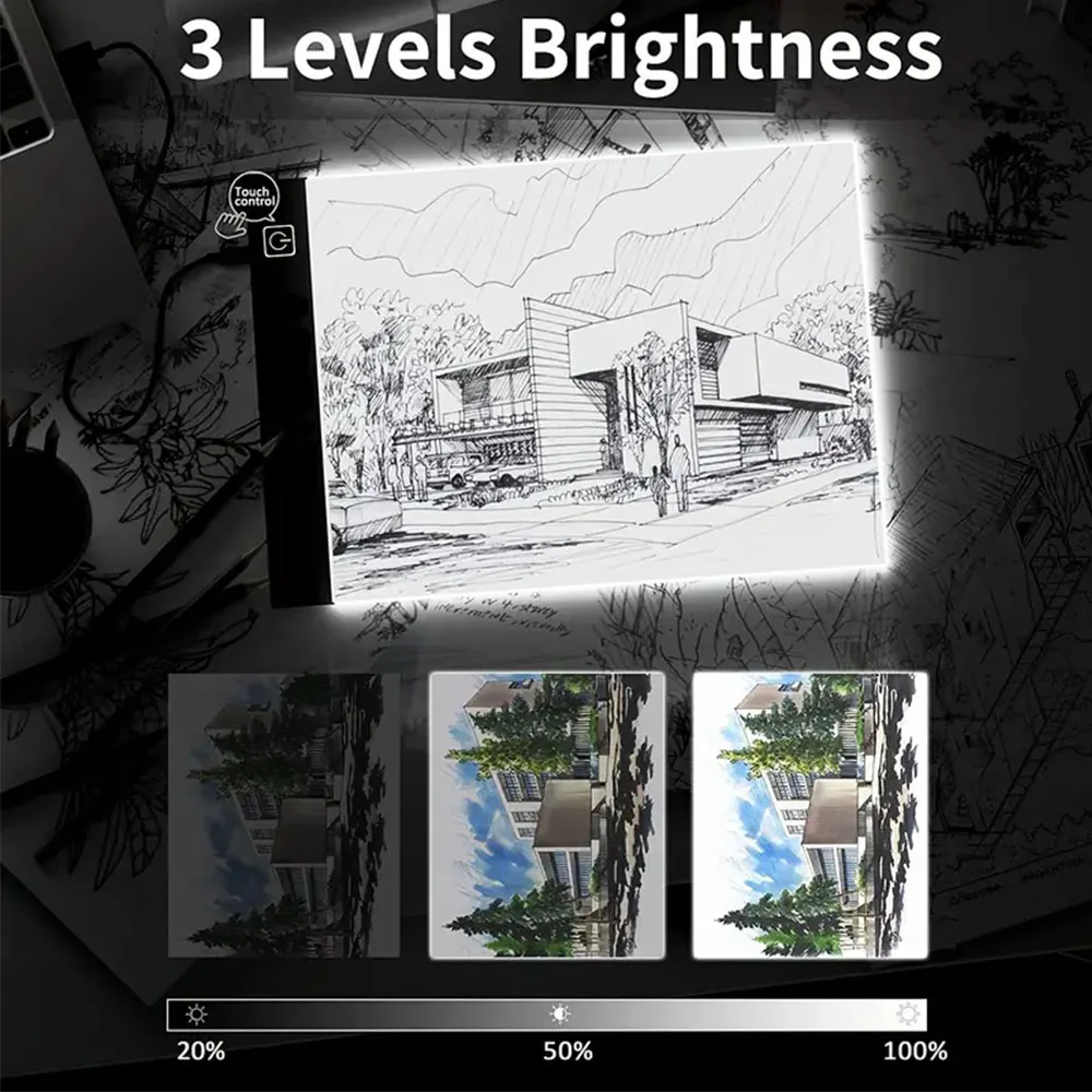 Picture 7: A5 LED Light Board Copyboard for Diamond Painting Kit, USB Powered Light Pad, Artist Sketching Drawing Writing Tool