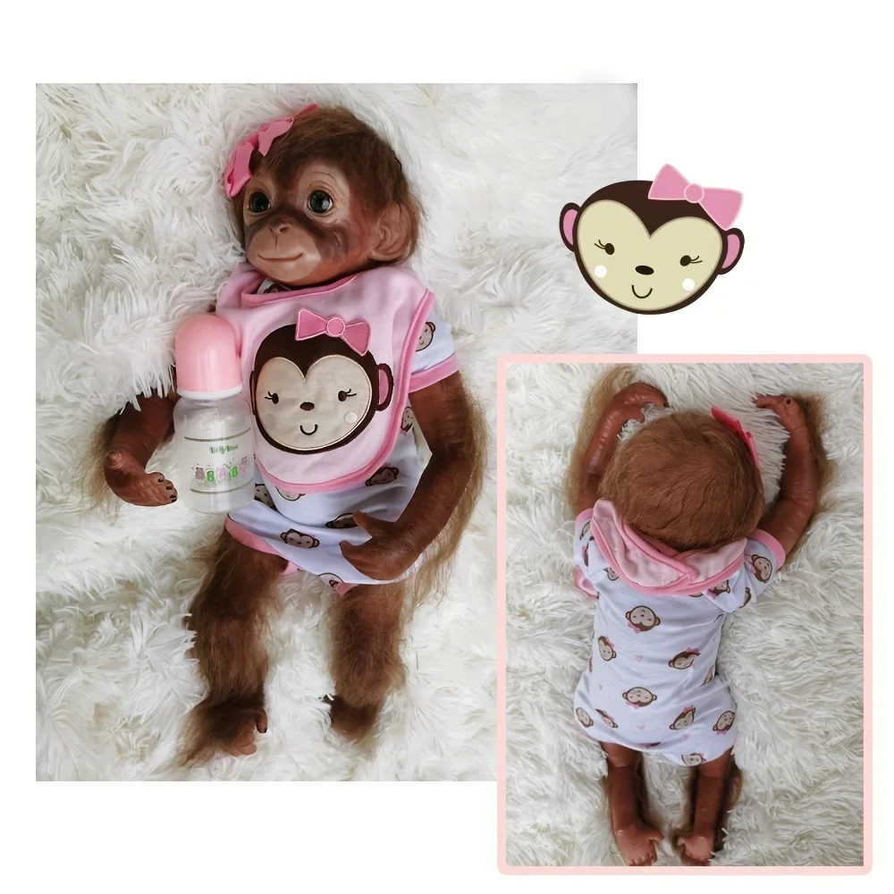 Otardolls-Bonecas Artesanais do Macaco Reborn para Crianças, Bonecas Bonitas com Toque Suave, Realidade Infantil, aniversários