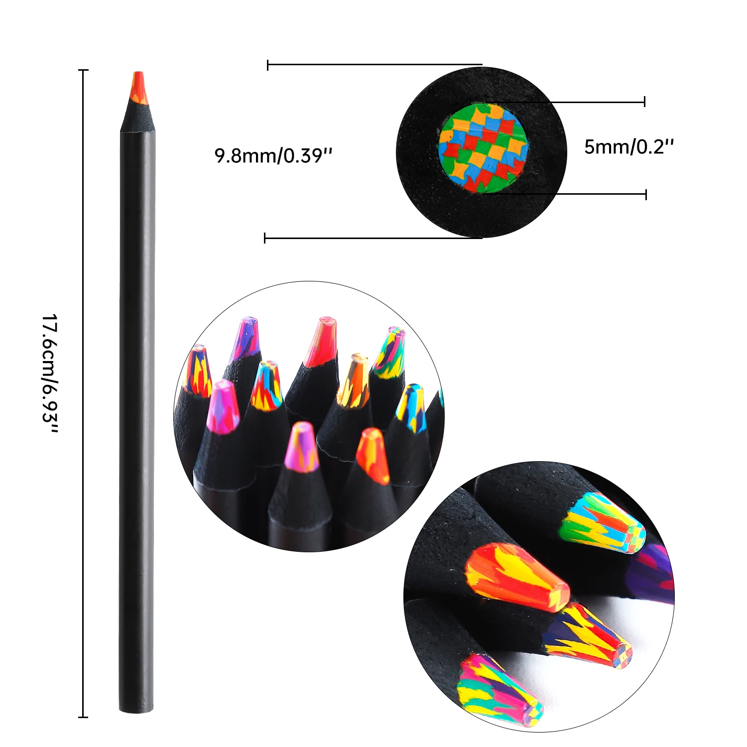 Imagem -06 - Rainbow Color Pencil Conjunto For Kids Lápis de Desenho em Madeira Lápis Multicolorido Material Escolar Presentes Pcs