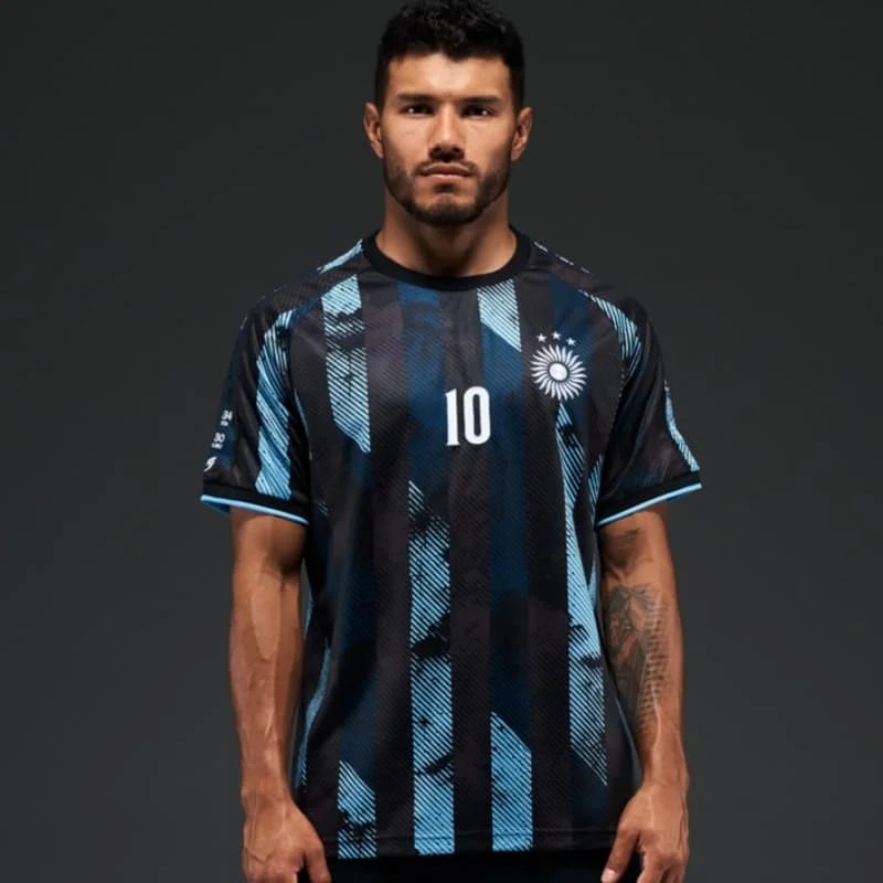 TOP 2026 Ins-Famous Argentina Commemorative Football Jersey, Short-Sleeve with Sun Gold Emblem, Unisex Sporty and Casual Style
