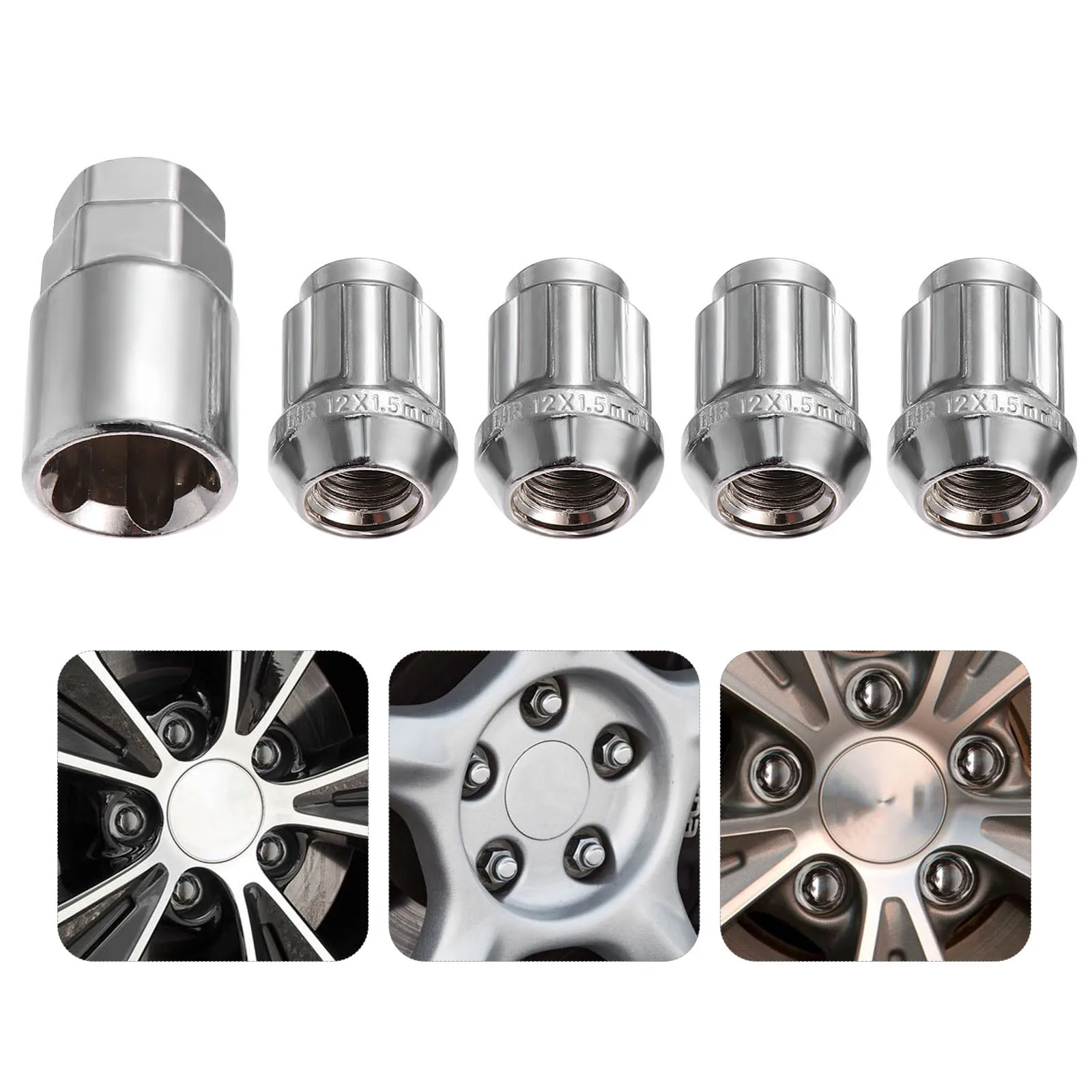 

4Pcs Anti Theft Wheel Lock Nut Universal Fit for Steel and Alloy Wheels Smooth Rust Resistant Locking Car Parts