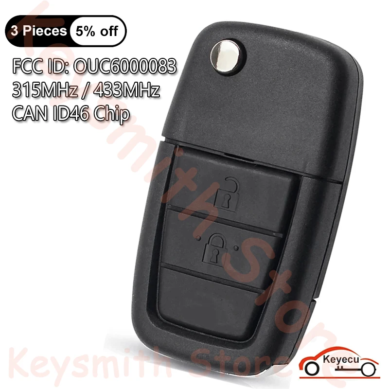 

KEYECU 2 + 1 3 кнопки 315 МГц 433 МГц чип CAN ID46 для Pontiac G8 2008 2009 автоматический откидной пульт дистанционного управления брелок FCC ID: OUC6000083