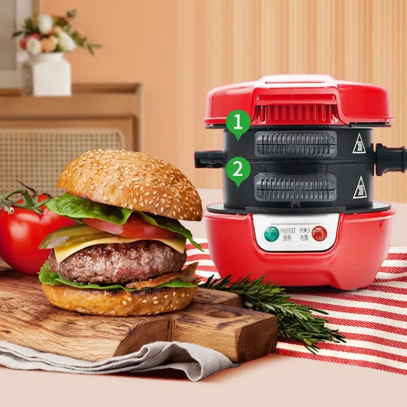 Electric Hamburger Machine Household Double-sided Heated Sandwich Breakfast Machine