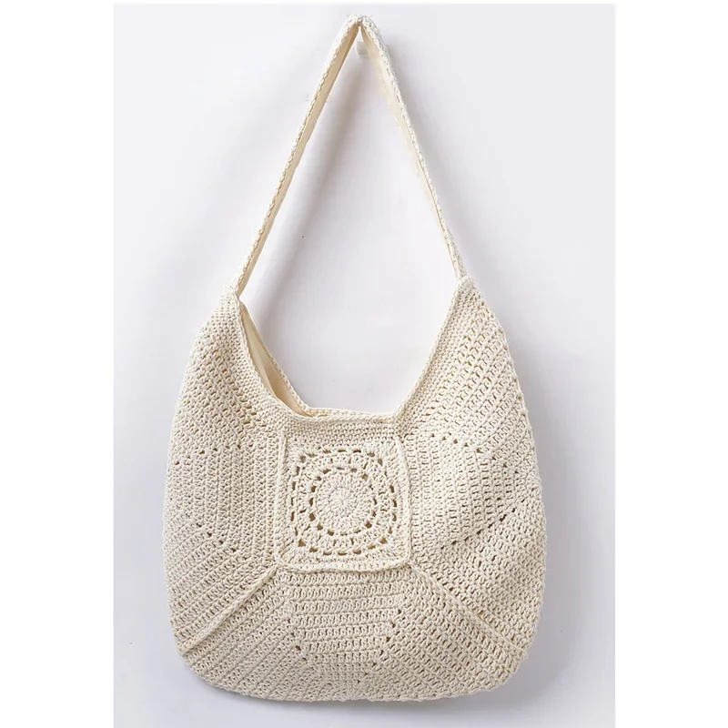 

Women's Summer Artistic Weaving Crochet Tote Handbags Ladies Beach Leisure Shoulder Bags Female Retro Hollow Solid Crossbody Bag