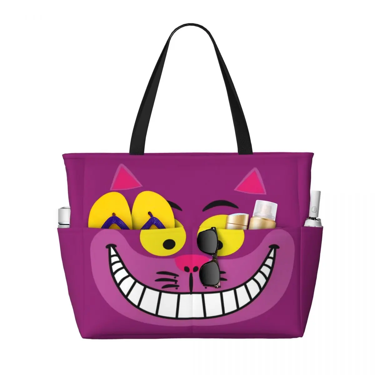 Personalizzato Alice nel paese delle meraviglie Cheshire Cat Travel Tote Bag donna borse per la spesa a tracolla di grande capacità