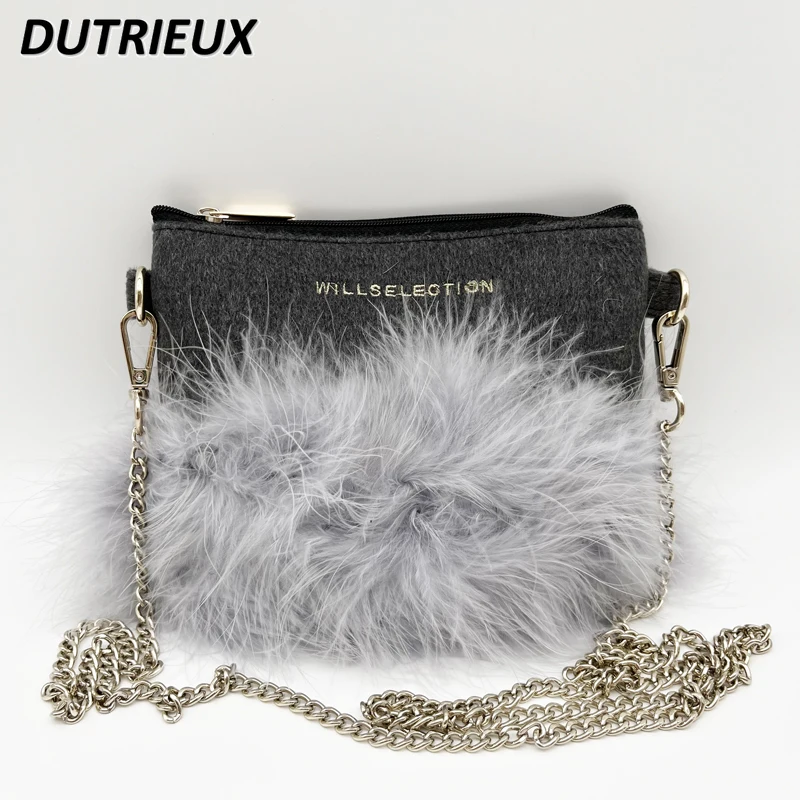 Winter Japanese Style Feather Stitching Portable Women's Cosmetic Bags Fashion Storage Makeup Shoulder Messenger Bag for Ladies