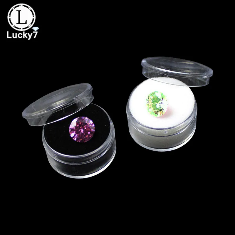10 unids/lote caja redonda transparente de diamantes de imitación cuentas de plástico caja de joyería caja de almacenamiento organizador de embalaje de gemas