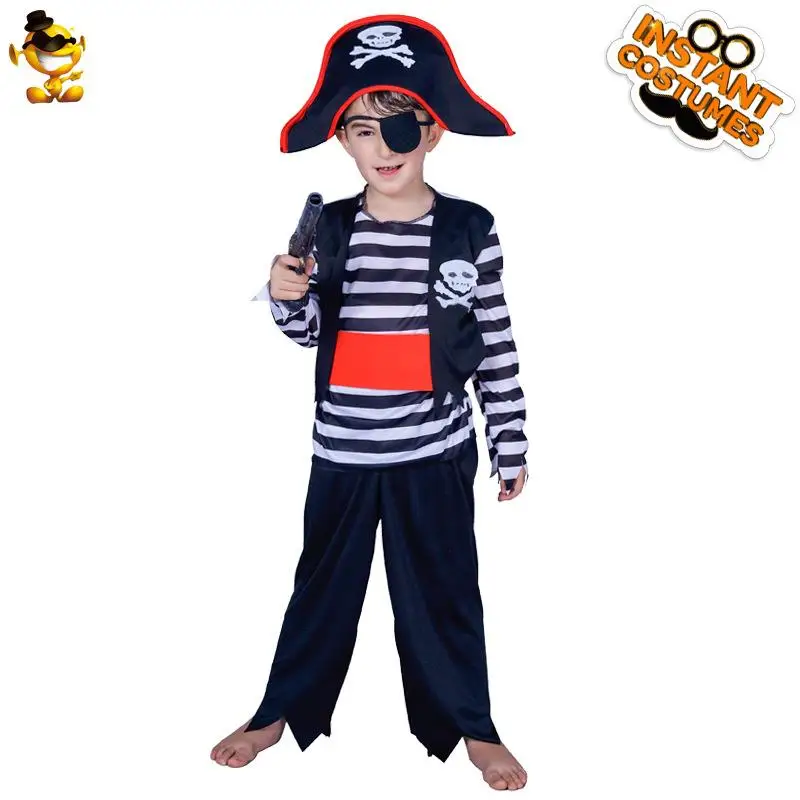 

Children's Male Stripe Pirate Costume Stage Performance Halloween Cosplay Outfit Makeup Ball Theme Clothing Ethnic Stage Wear