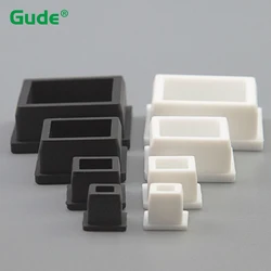 Square Silicone Rubber End Caps T Type Blanking Plugs Tube Box Section Insert Seal Stopper Black/White 9.6/10.6/11.6/12.6~50.6mm