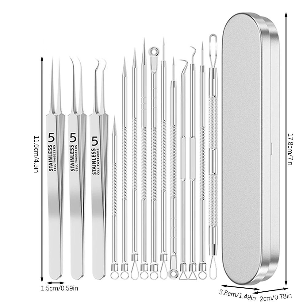 Zestaw do usuwania zaskórników ze stali nierdzewnej Przenośny Łatwy w czyszczeniu z pudełkiem do przechowywania do podróży domowych