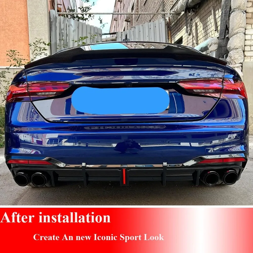 For Audi A5 B9 SLINE S5 RS5 4Door 2017UP Gloss Black Rear Trunk Lip Spoiler Wing Car Accessories - view 3