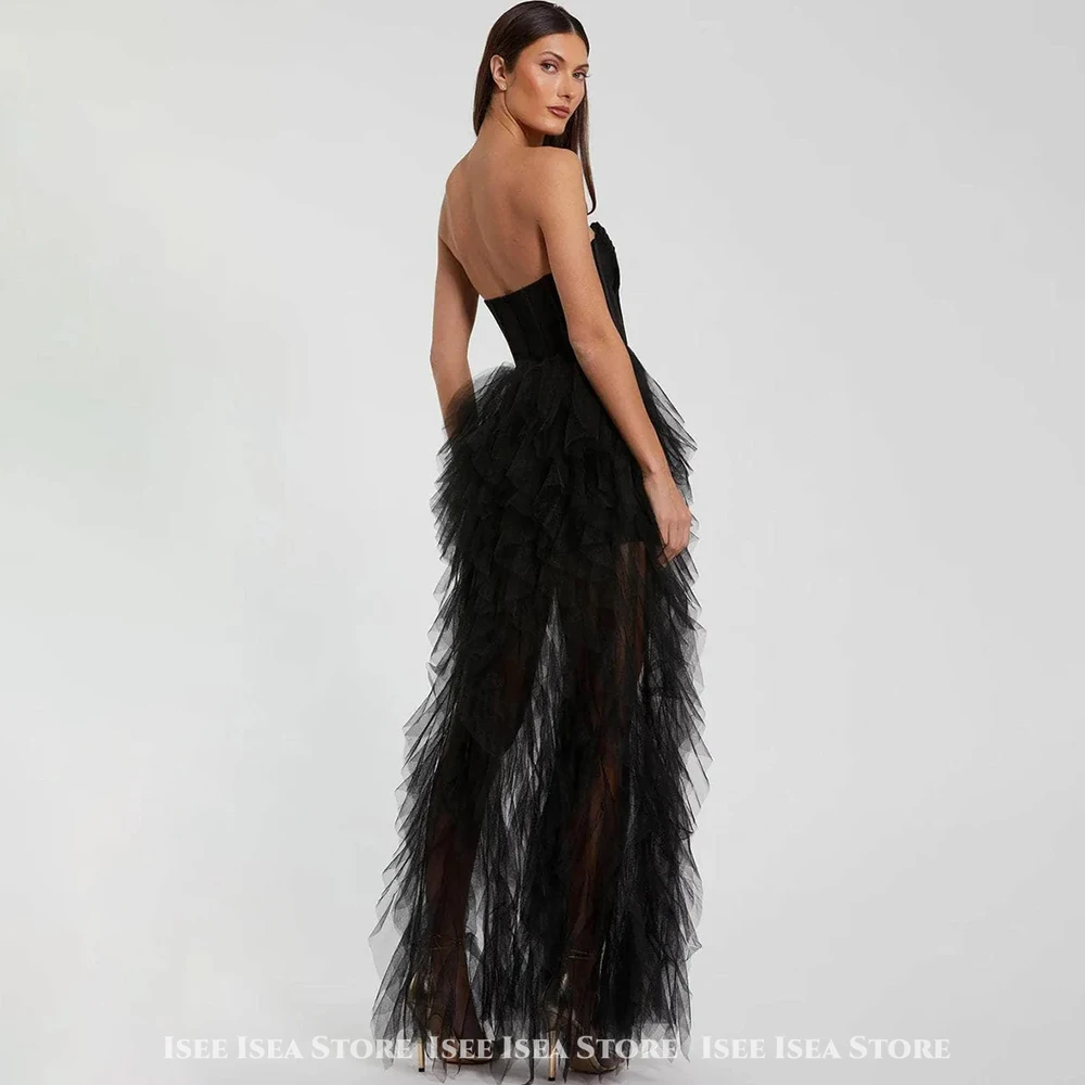 Black Evening Dresses Elegant Feather بدلة سهرة Strapless Special Occasion Dresses For Woman Luxury Party Gown Customizd