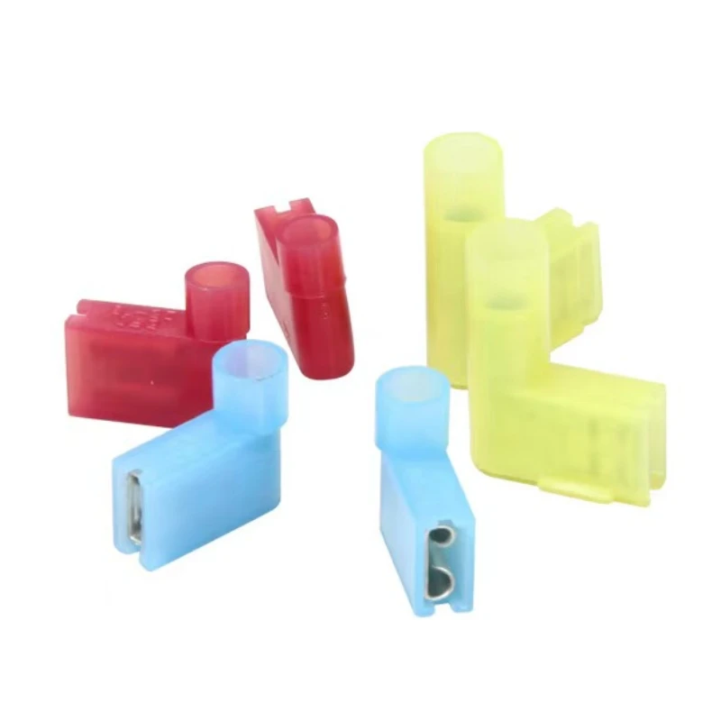 20pcs Nylon Flag 1.25/2/5.5-250 Female Terminal Insulated Female Flag Spade Wire Connector Crimp Termina Quick Wire Connector