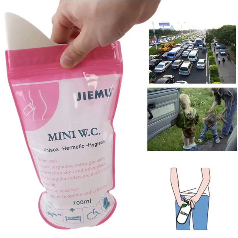 1Pcs Emergency Urine Bag Mobile Toilets mini wc Pee Bag Vomit Bags 700ML car Travel Male Female Kids Adults Outdoor Toilet