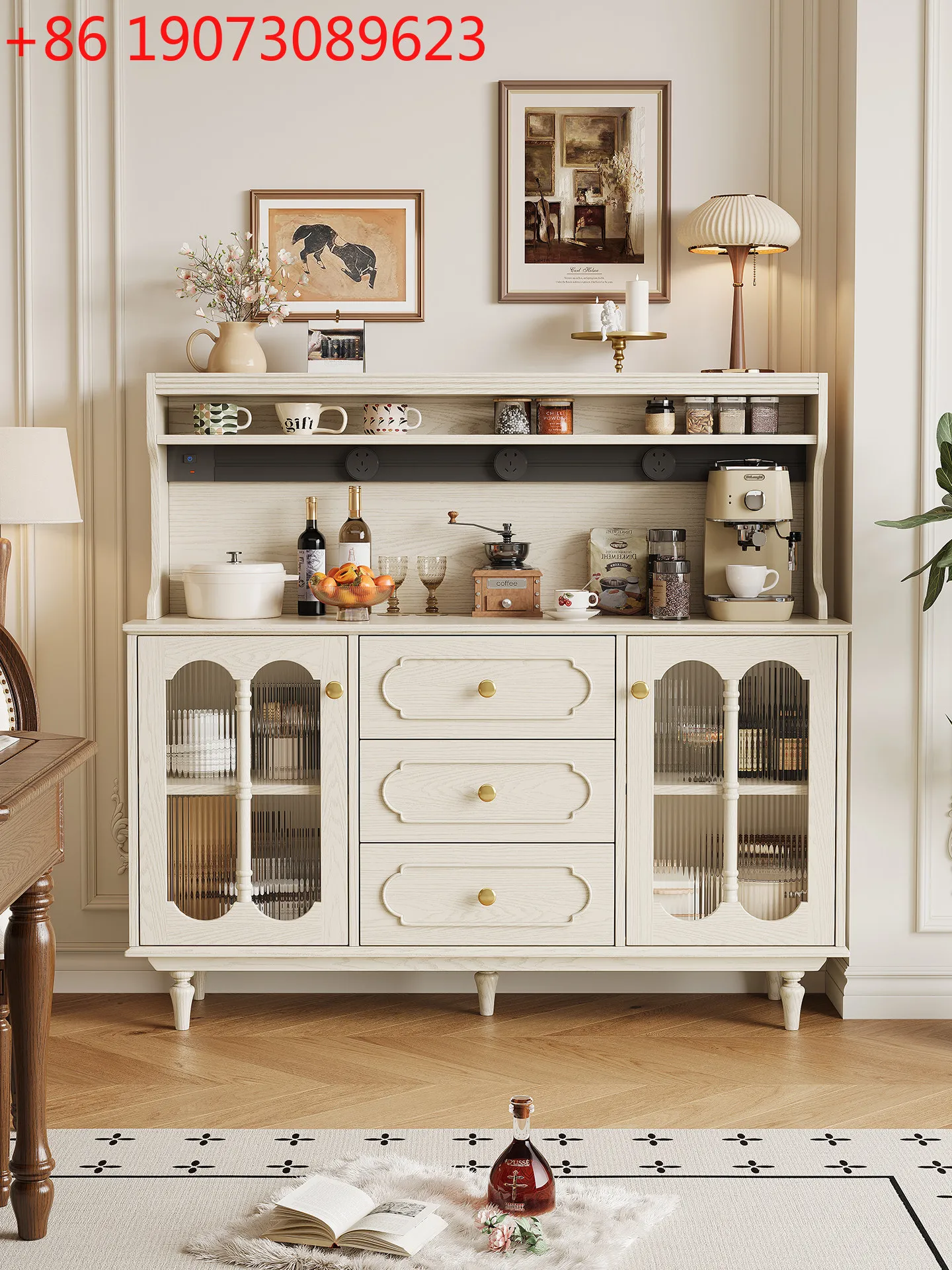 

Американский белый боковой шкаф, бытовой ресторан, двухслойный шкафчик, чайный шкаф, французский кремовый ветер, шкафчик из цельного дерева