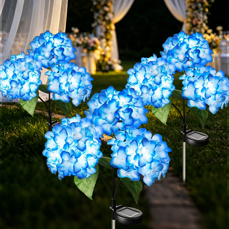 Solar Garden Lights Outdoor Waterproof Decor Hydrangea Flower Light for Yard Garden Pathway Decoration