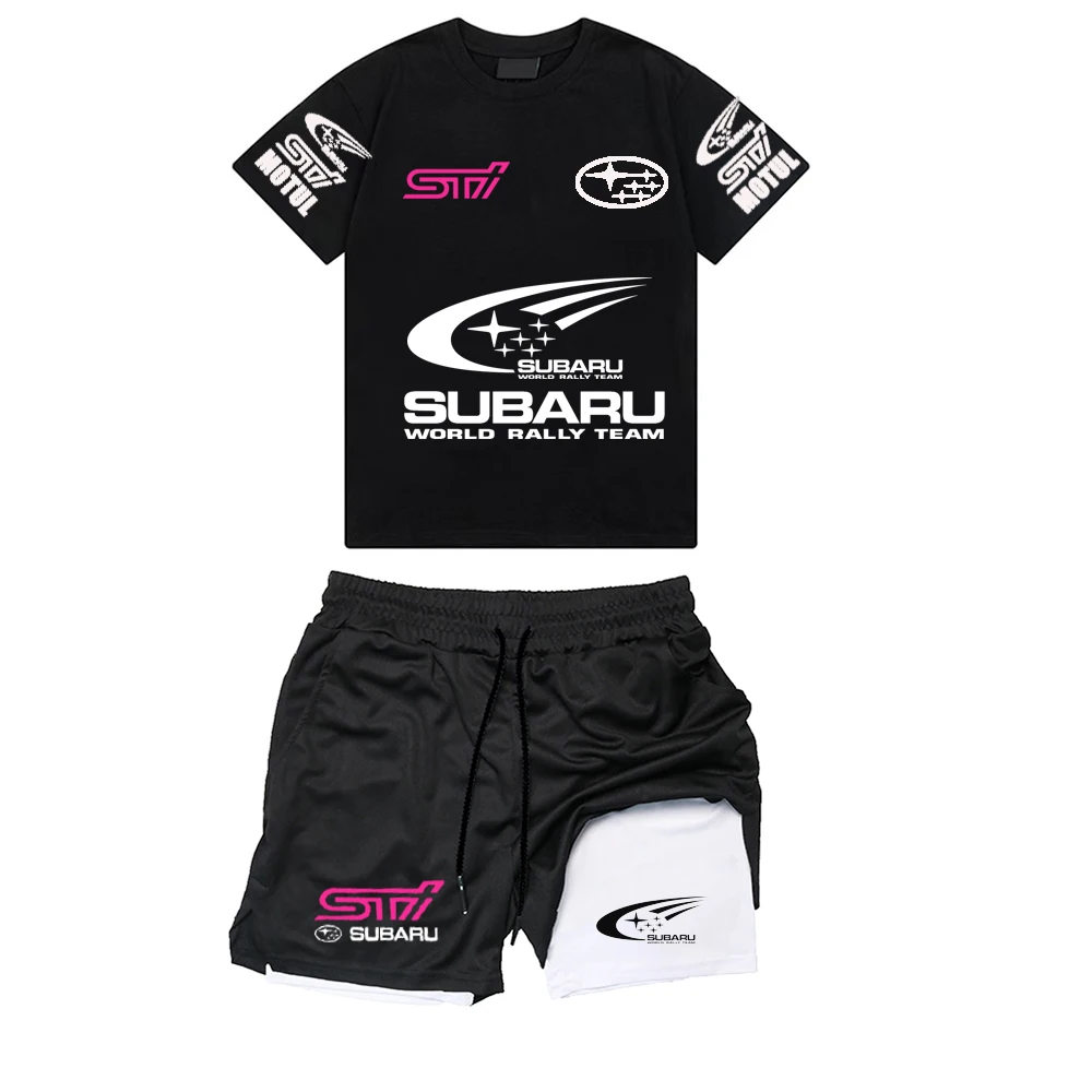 

2026 New Subaru World Rally Championship SUBARU Short Sleeve Cotton+Double Layer Shorts Half Sleeve T-shirt Set