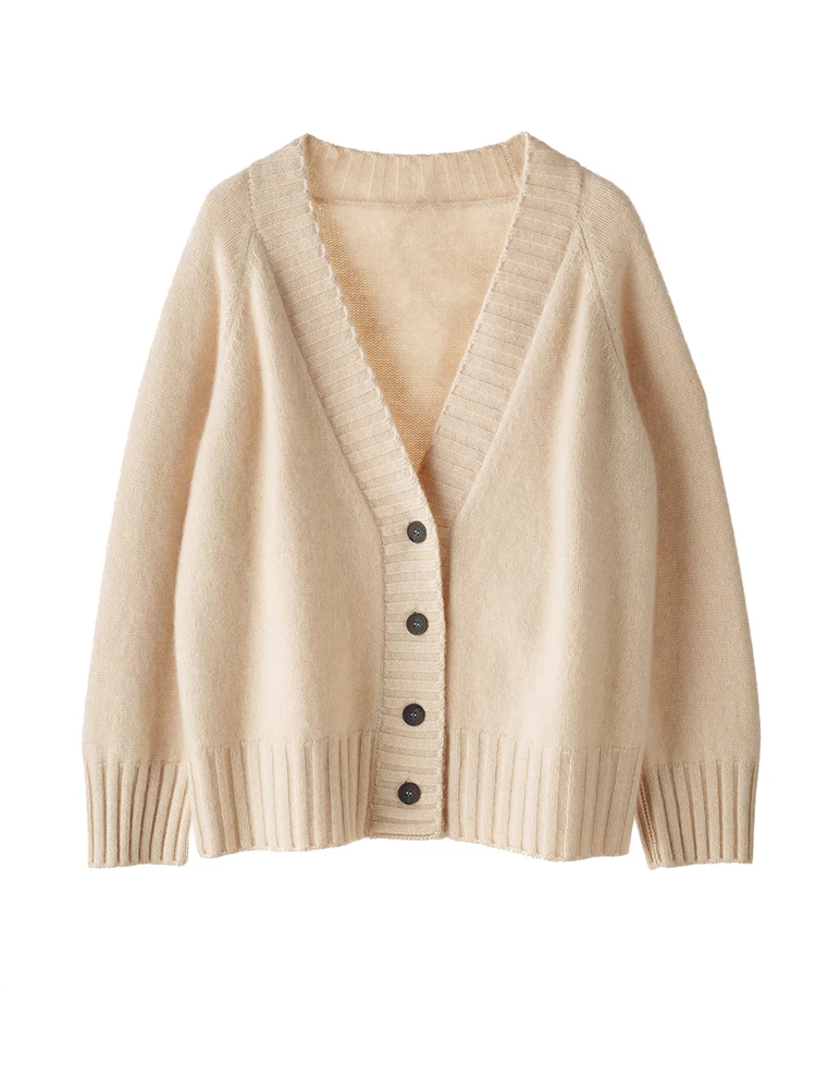 

Light Luxury 100% Cashmere Woman Sweater Elegant Female Autumn Winter Knitted Cardigan Long Sleeve Clothing Tops Lady Outerwear