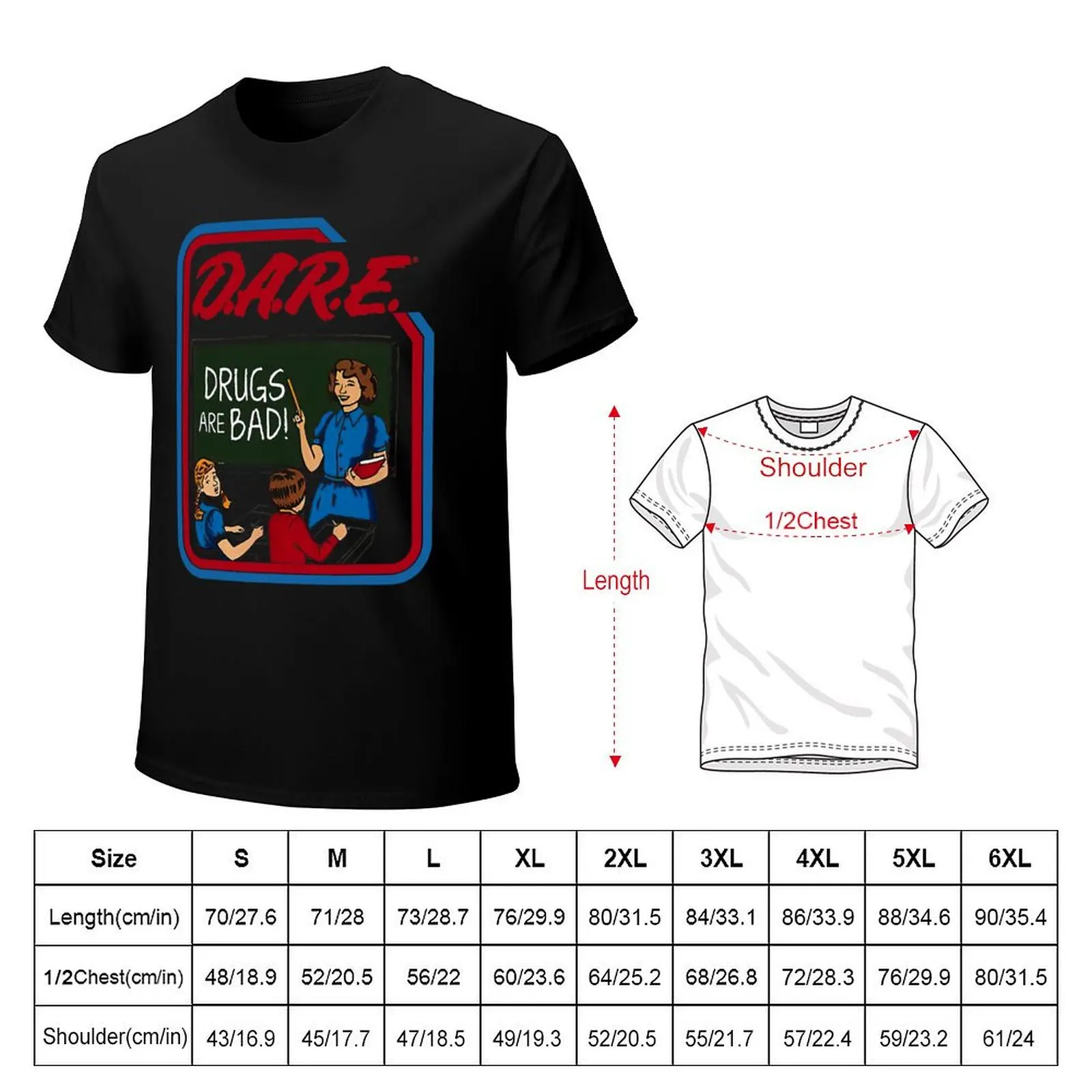 DARE Drugs Are Bad T-Shirt Urban Style Casual Short Sleeve Top