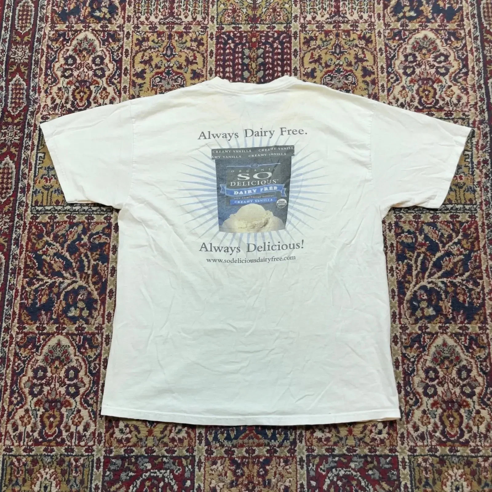 Vintage selten 00er Jahre so lecker milchfrei Eis Snack Marke Promo T Shirt weiß L vintage Washed Versatile Slightly Casual