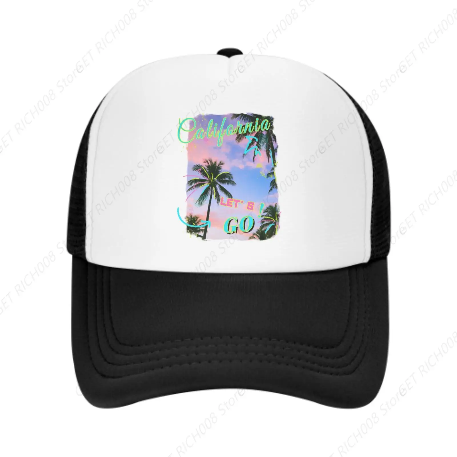 

California Vibes Beach Paradise Dad Hat Mesh Baseball Cap Breathable Unisex For You And Your Friends Print One Size