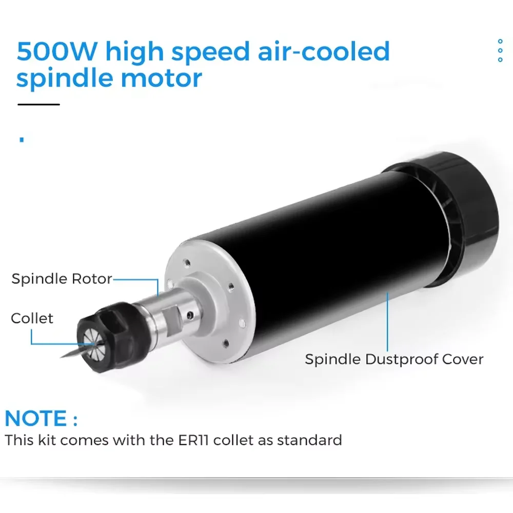 Two Trees 500w High Speed Air Cooled Spindle Motor ER11 12000RPM for Woodworking Engraving Machine CNC Router