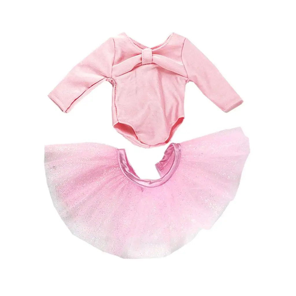 Conjunto de Dança de Balé para Meninas, Vestido com Saia Rosa, Roupas para Bonecas de 18 Polegadas, Conjunto de Algodão para Guarda-Roupa de Bonecas