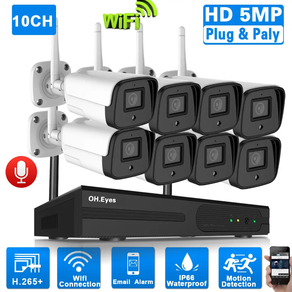 

8CH 5MP Wireless NVR Security Surveillance Camera System Set Outdoor Waterproof CCTV Wifi IP Camera Video Surveillance Kit 4CH