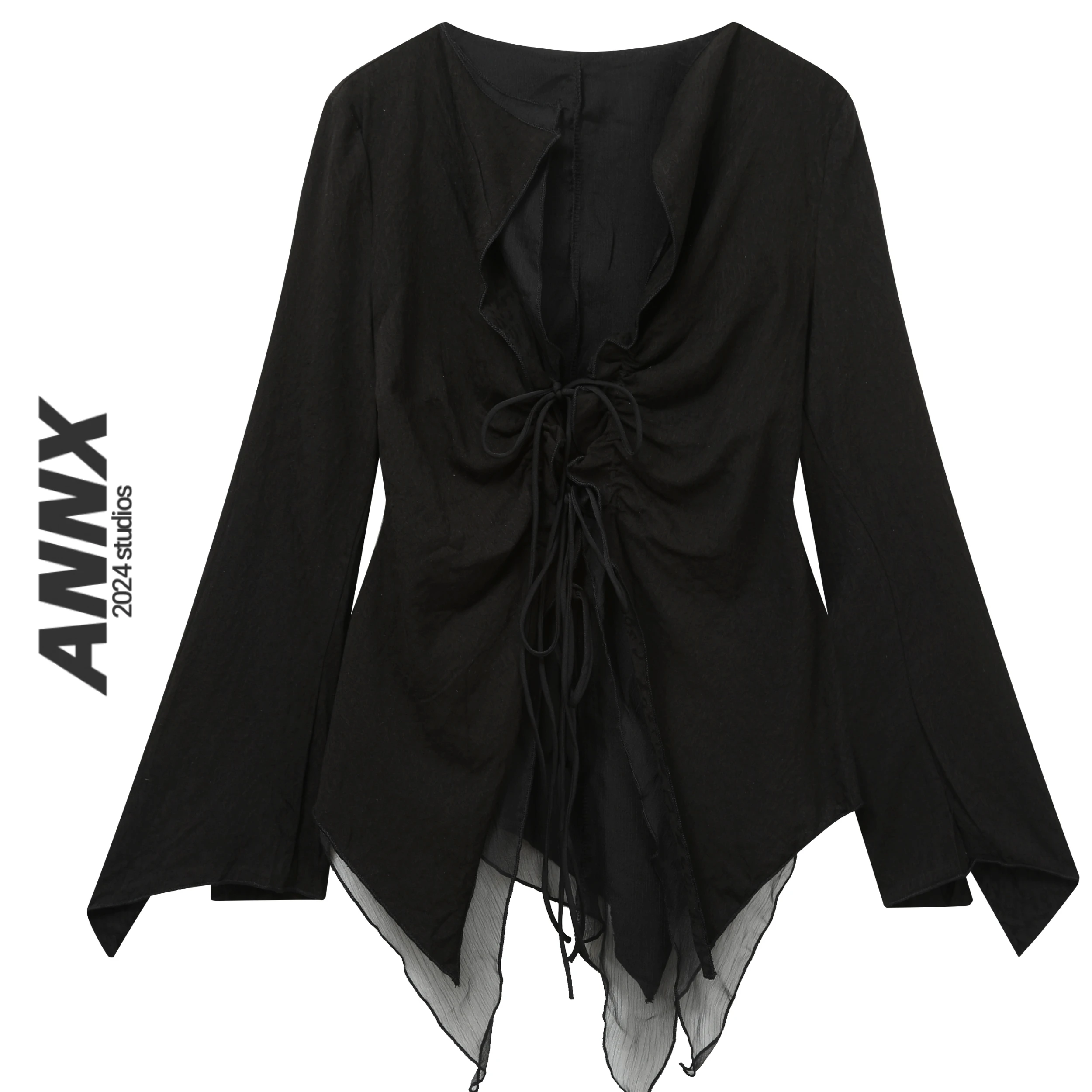 

Женская черная готическая футболка Harajuku Y2k, футболки, топ, винтажные эстетические асимметричные футболки с длинными рукавами, одежда больших размеров в стиле эмо 2000-х годов